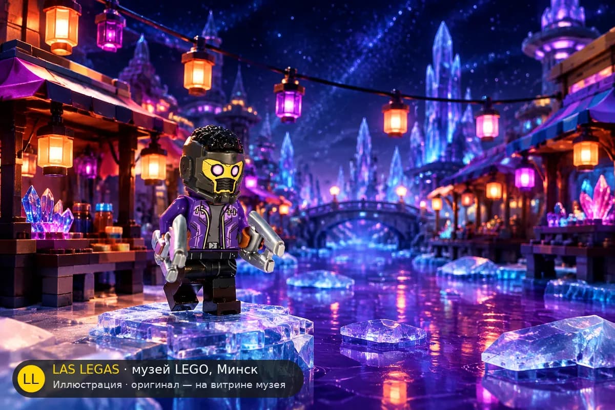Иллюстрация: LEGO 71031 Чёрная Пантера — Звёздный Лорд в диораме своего сюжета