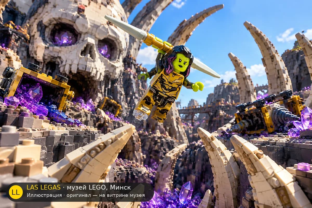 Иллюстрация: LEGO 71031 Гамора с Клинком Таноса в диораме своего сюжета