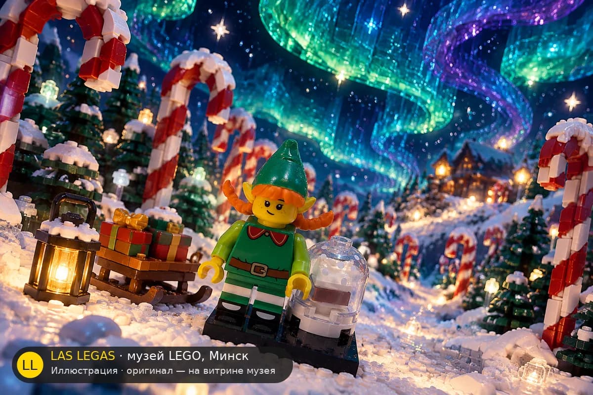 Иллюстрация: LEGO 71034 Рождественский эльф в диораме своего сюжета