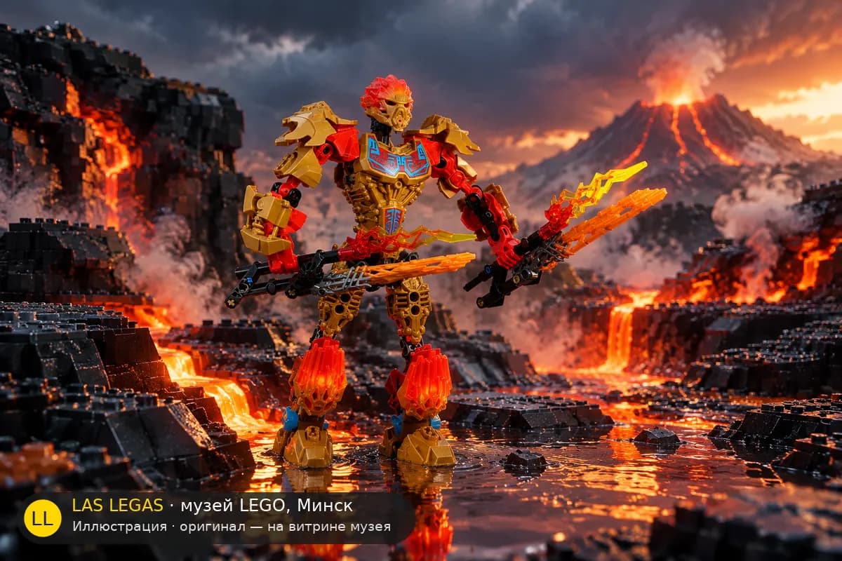 Иллюстрация: LEGO 71308 Тау — Объединитель Огня в диораме своего сюжета