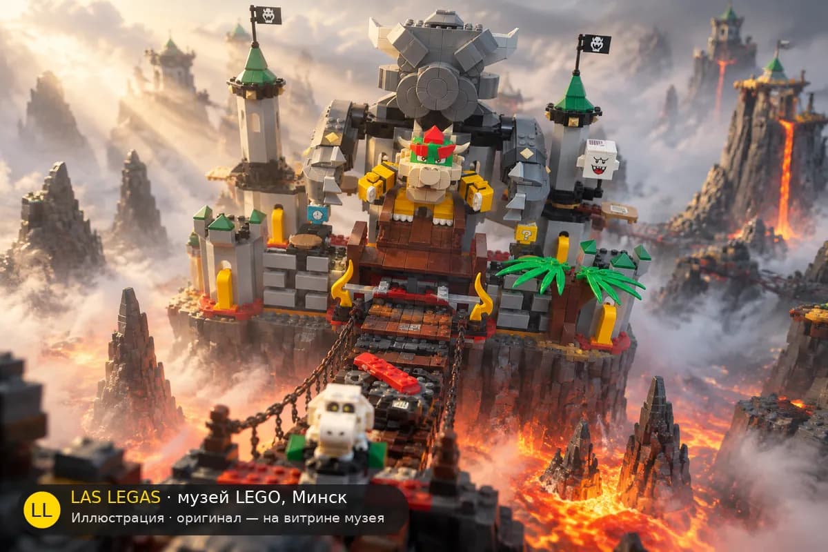 Иллюстрация: LEGO 71369 Замок Боузера: битва с боссом в диораме своего сюжета