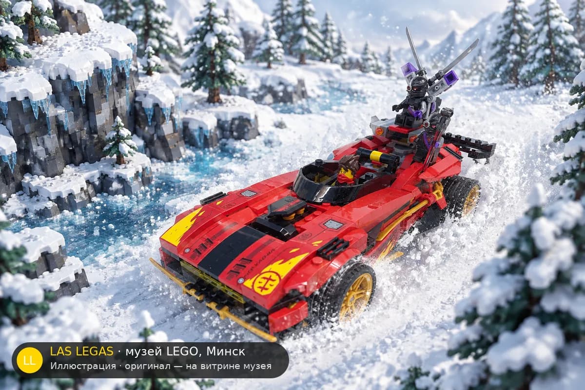 Иллюстрация: LEGO 71737 X-1 Ninja Charger в диораме своего сюжета