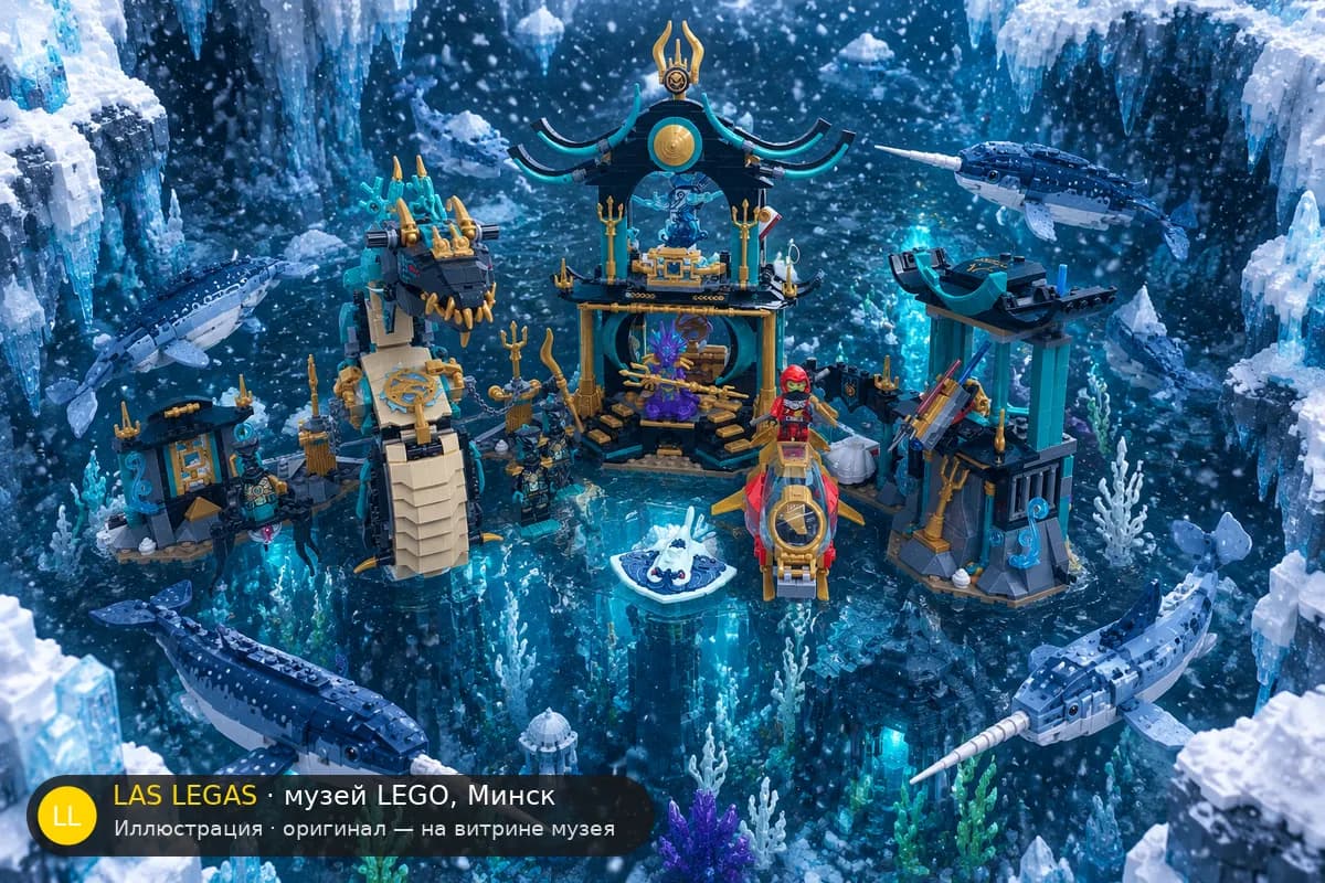 Иллюстрация: LEGO 71755 Храм Бесконечного моря в диораме своего сюжета
