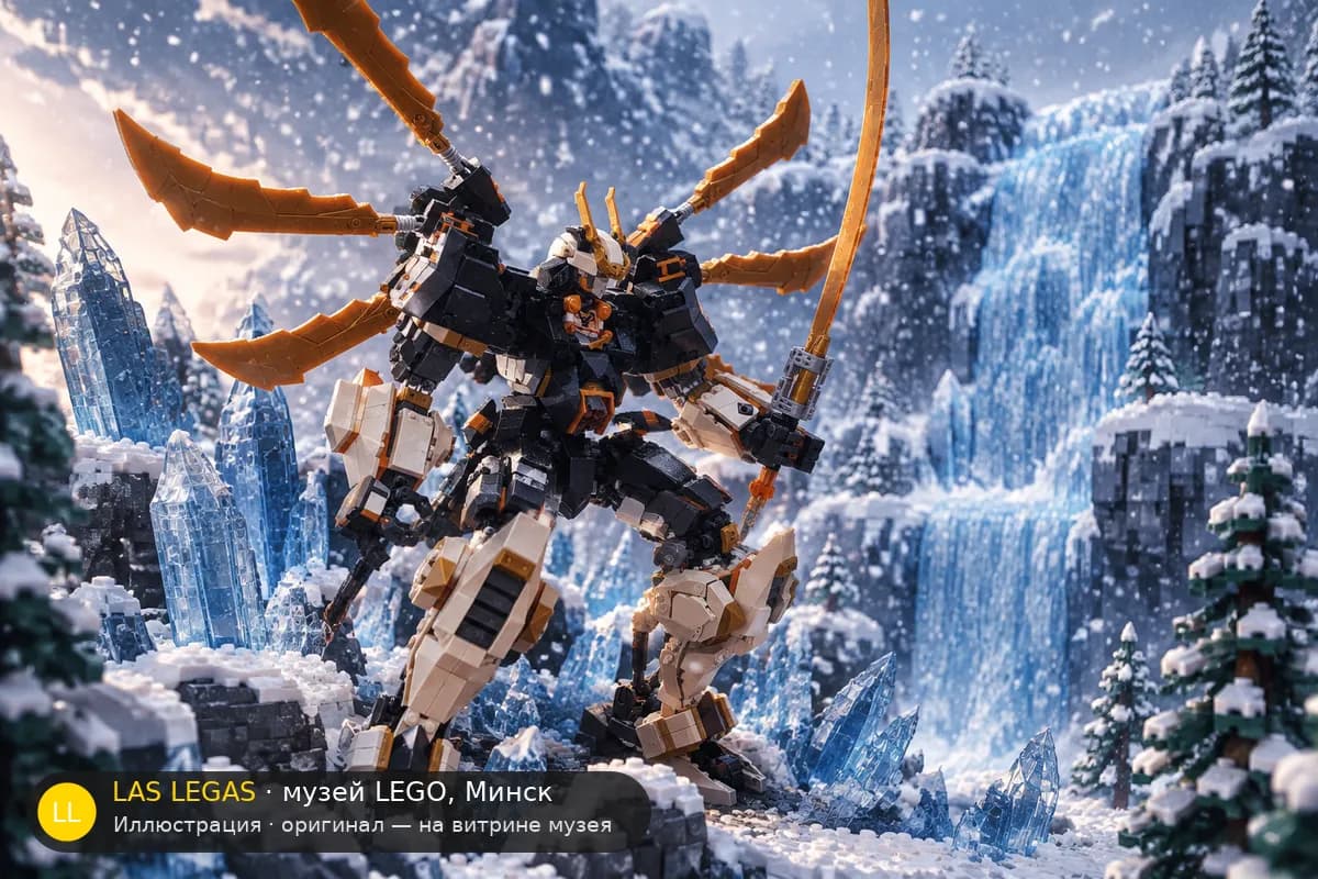 Иллюстрация: LEGO 71821 Дракон-мех Коула в диораме своего сюжета