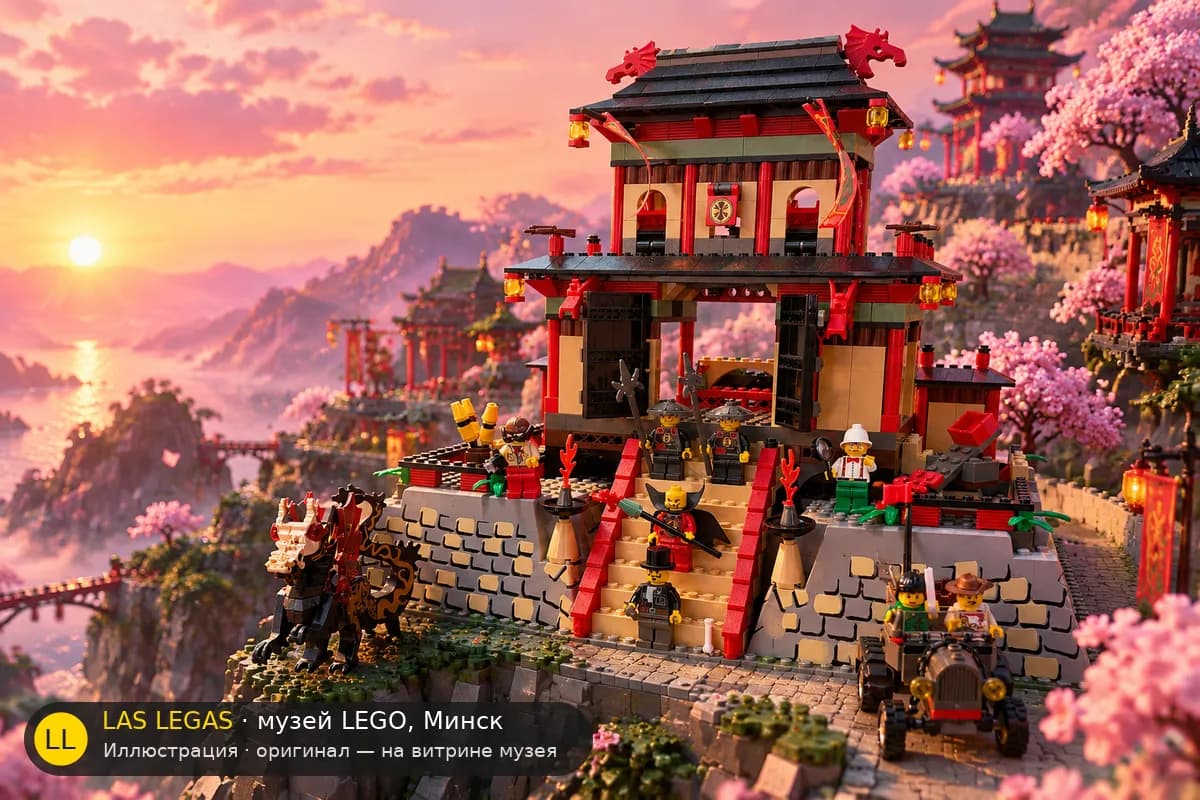 Иллюстрация: LEGO 7419 Крепость Дракона в диораме своего сюжета