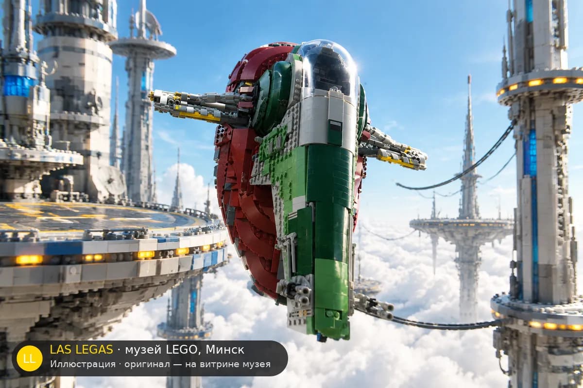 Иллюстрация: LEGO 75060 Слейв I в диораме своего сюжета