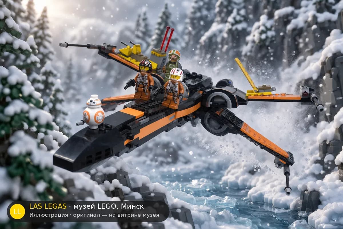 Иллюстрация: LEGO 75102 Истребитель X-wing По в диораме своего сюжета