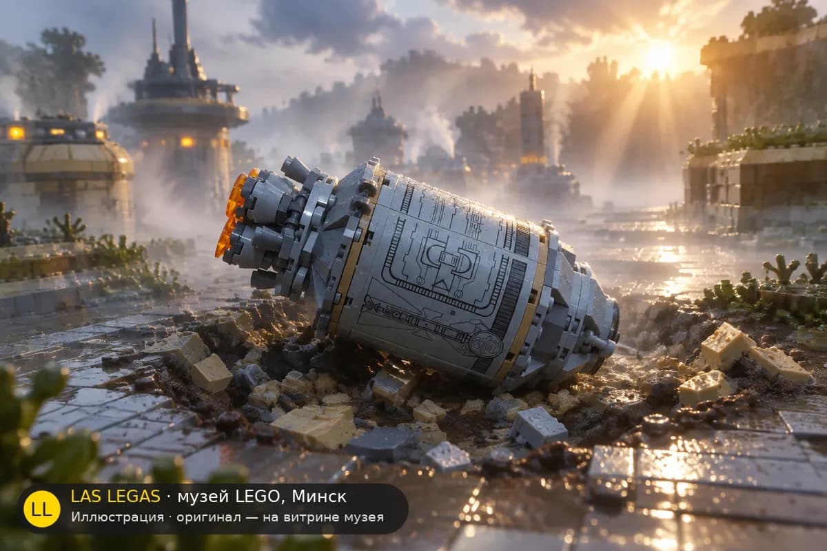 Иллюстрация: LEGO 75136 Спасательная капсула дроидов в диораме своего сюжета