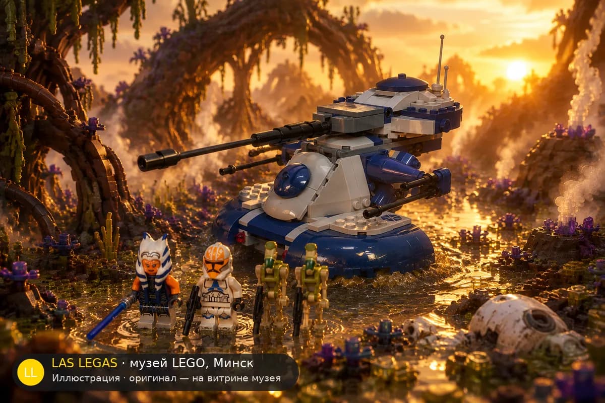 Иллюстрация: LEGO 75283 Бронированный штурмовой танк (AAT) в диораме своего сюжета