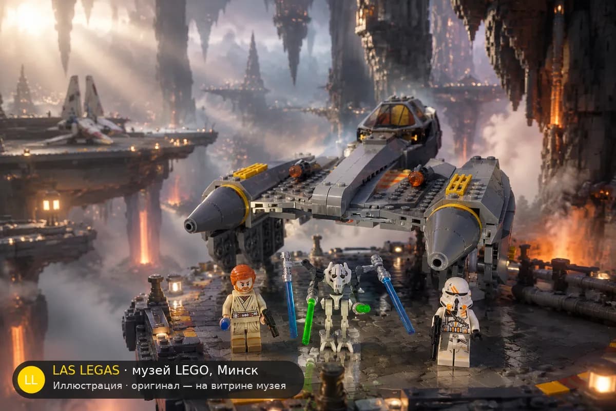 Иллюстрация: LEGO 75286 Звёздный истребитель генерала Гривуса в диораме своего сюжета