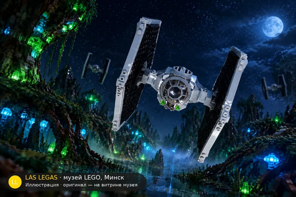 Иллюстрация: LEGO 75300 Имперский истребитель TIE в диораме своего сюжета