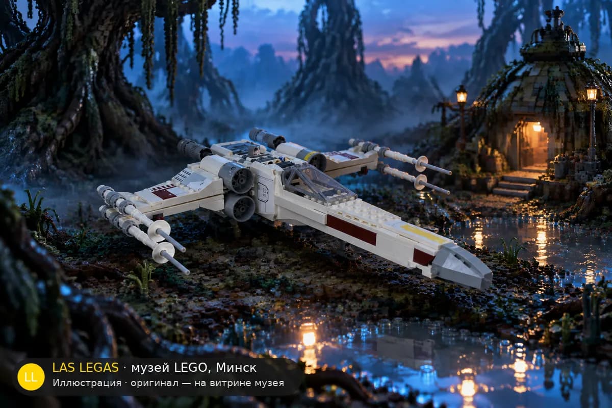 Иллюстрация: LEGO 75301 X-wing Люка Скайуокера в диораме своего сюжета