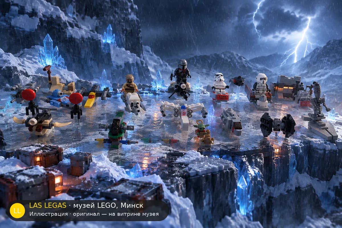 Иллюстрация: LEGO 75307 Адвент-календарь LEGO Star Wars в диораме своего сюжета