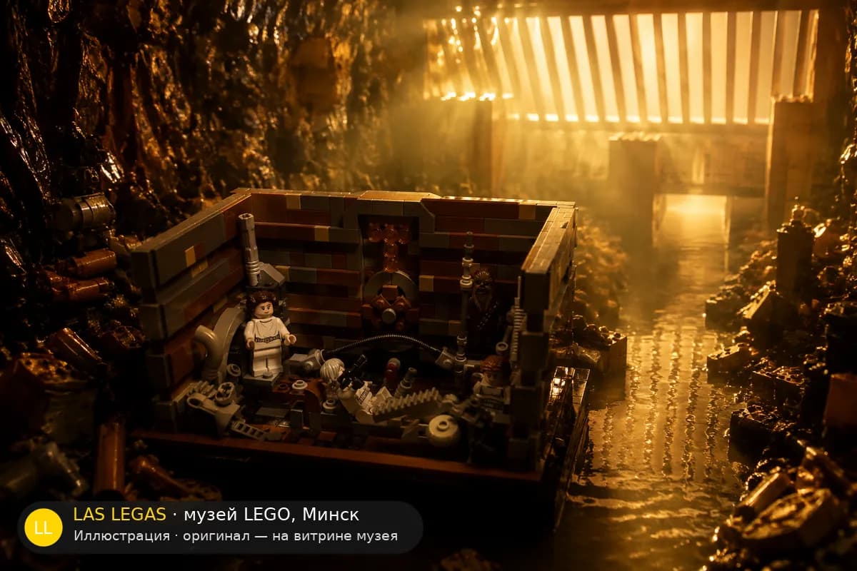 Иллюстрация: LEGO 75339 Мусорный пресс Звезды Смерти в диораме своего сюжета
