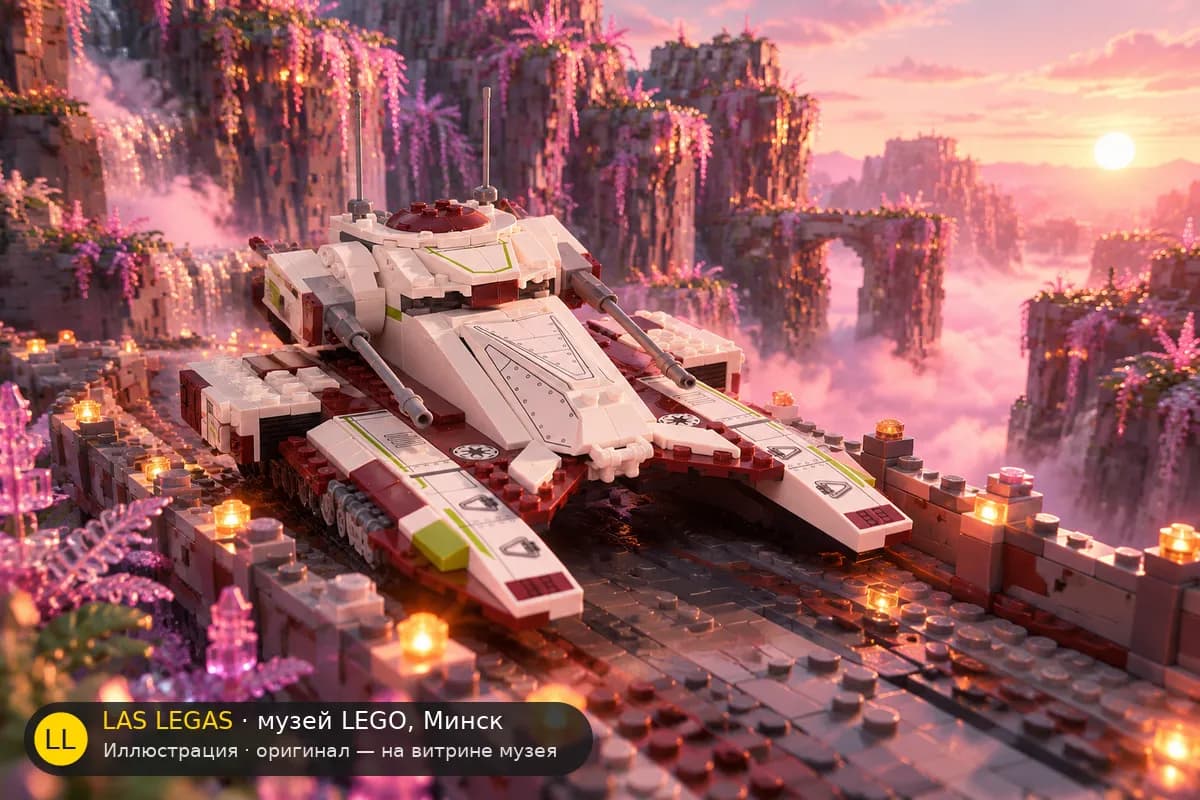 Иллюстрация: LEGO 75342 Республиканский истребитель танков в диораме своего сюжета