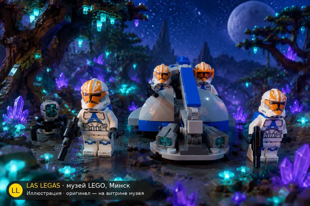Иллюстрация: LEGO 75359 332-й отряд Асоки — боевой набор клонов в диораме своего сюжета