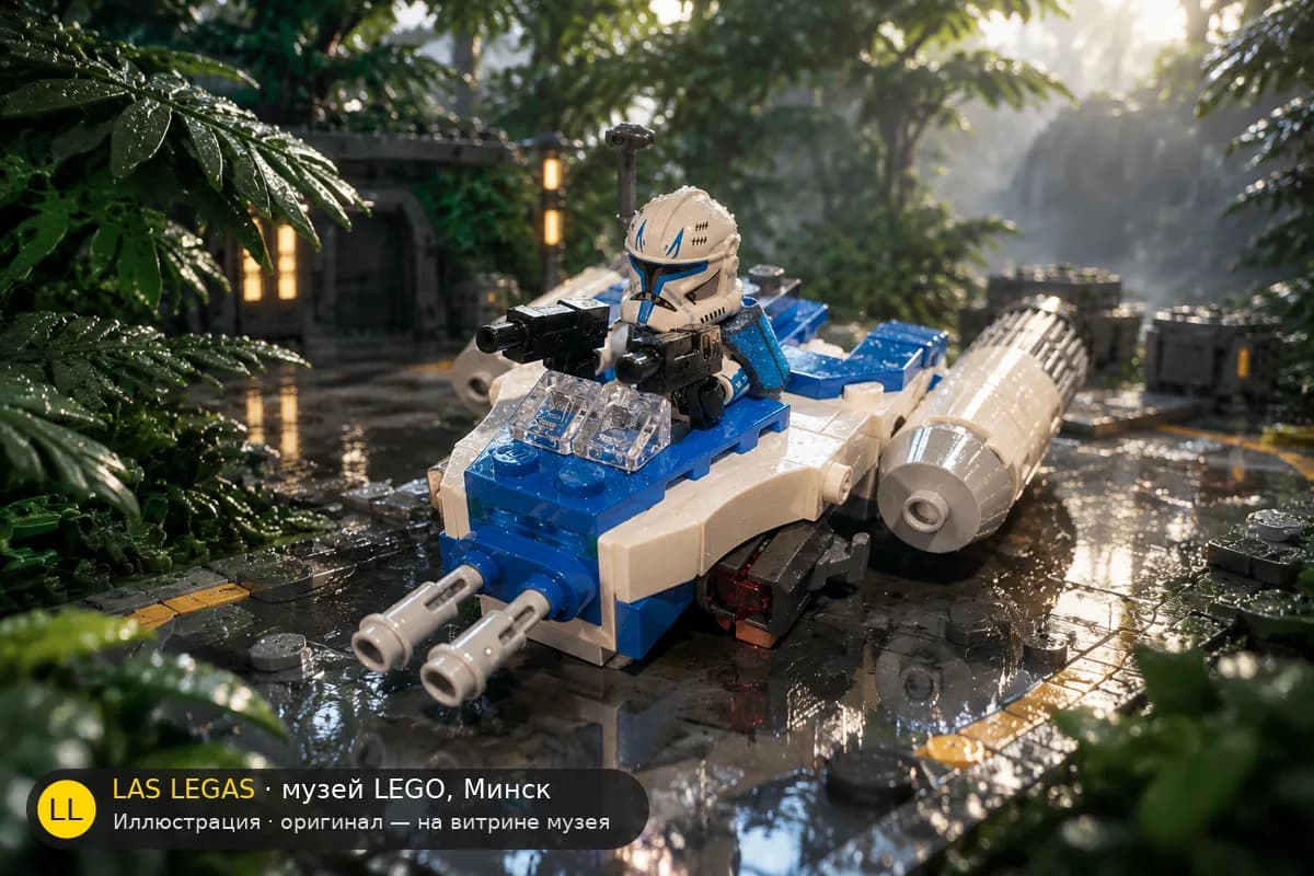 Иллюстрация: LEGO 75391 Y-wing микробойца капитана Рекса в диораме своего сюжета