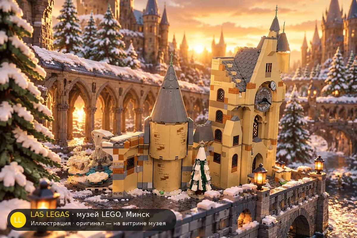 Иллюстрация: LEGO 75948 Хогвартс: Часовая башня в диораме своего сюжета
