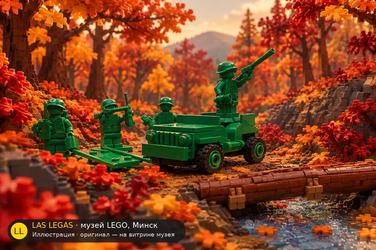 Иллюстрация: LEGO 7595 Солдатики на патруле в диораме своего сюжета