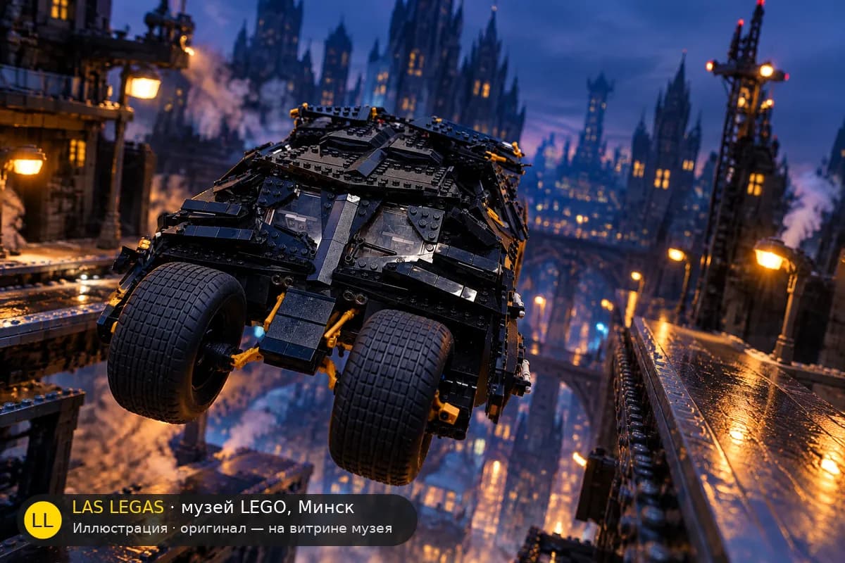 Иллюстрация: LEGO 76023 Тёмный рыцарь: Тумблер в диораме своего сюжета