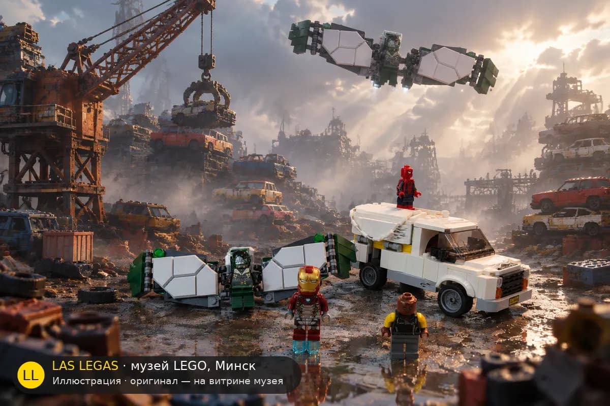 Иллюстрация: LEGO 76083 Остерегайтесь Стервятника в диораме своего сюжета