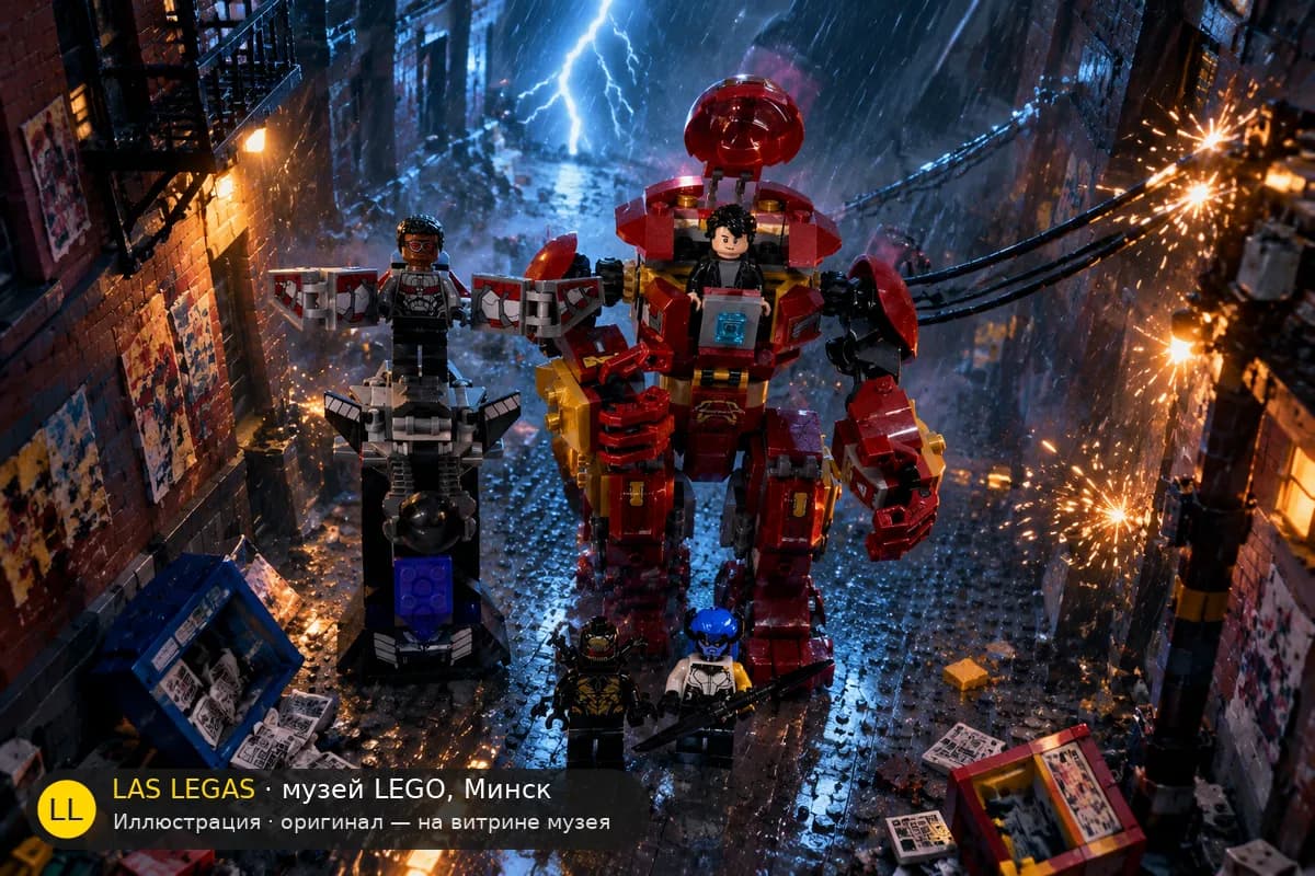 Иллюстрация: LEGO 76104 Халкбастер: сражение в диораме своего сюжета