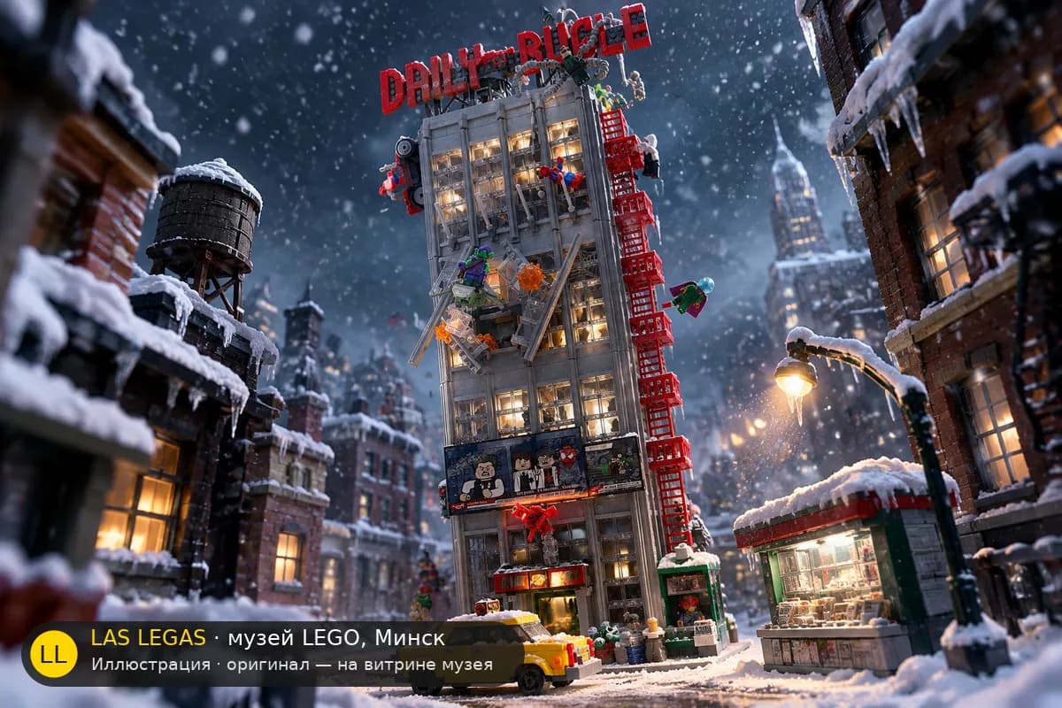 Иллюстрация: LEGO 76178 Дейли Бьюгл в диораме своего сюжета