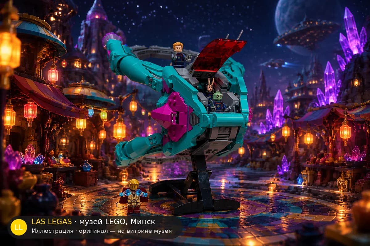 Иллюстрация: LEGO 76255 Корабль Новых Стражей в диораме своего сюжета