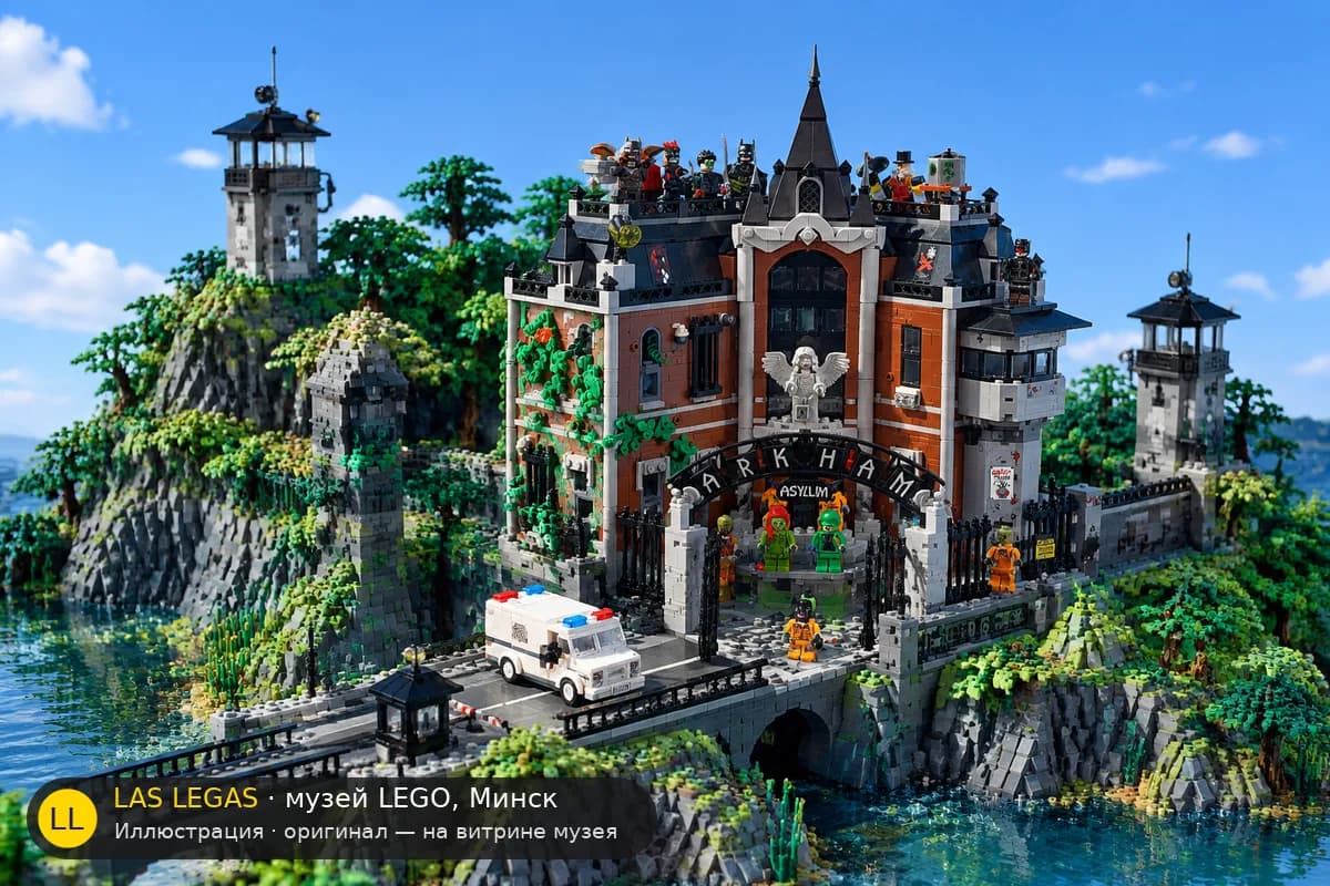 Иллюстрация: LEGO 76300 Аркхем в диораме своего сюжета