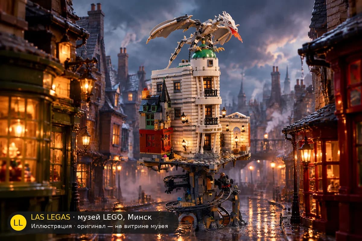 Иллюстрация: LEGO 76417 Банк Гринготтс в диораме своего сюжета