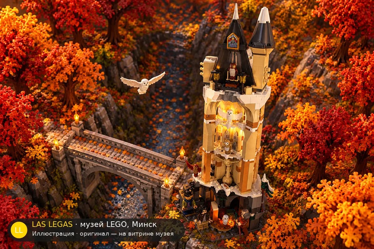 Иллюстрация: LEGO 76430 Совиная башня Хогвартса в диораме своего сюжета