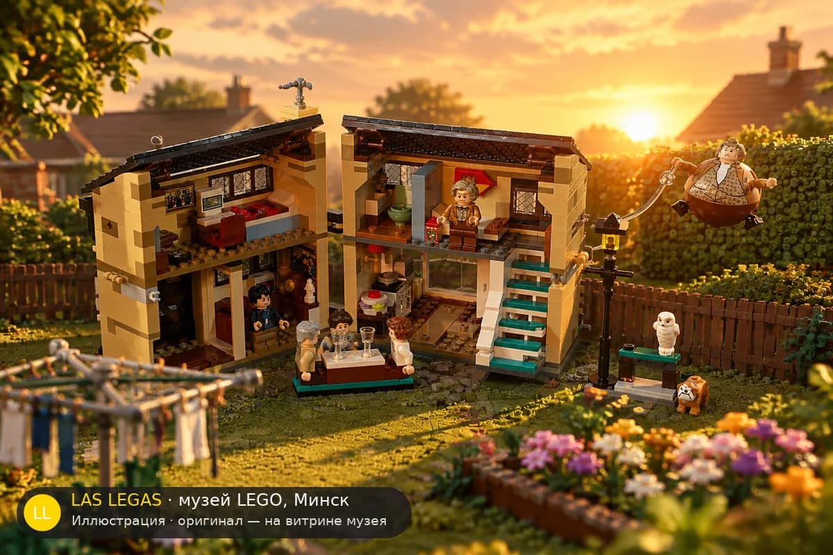 Иллюстрация: LEGO 76451 Тисовая улица, 4: визит тёти Мардж в диораме своего сюжета