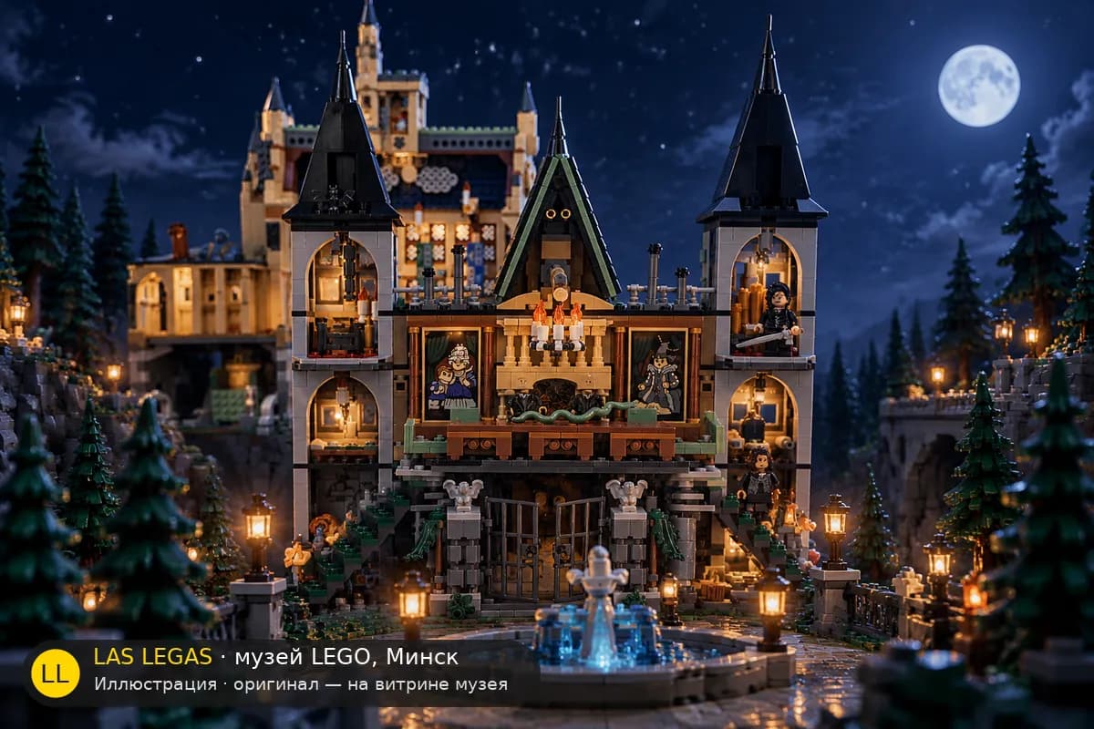 Иллюстрация: LEGO 76453 Поместье Малфоев в диораме своего сюжета