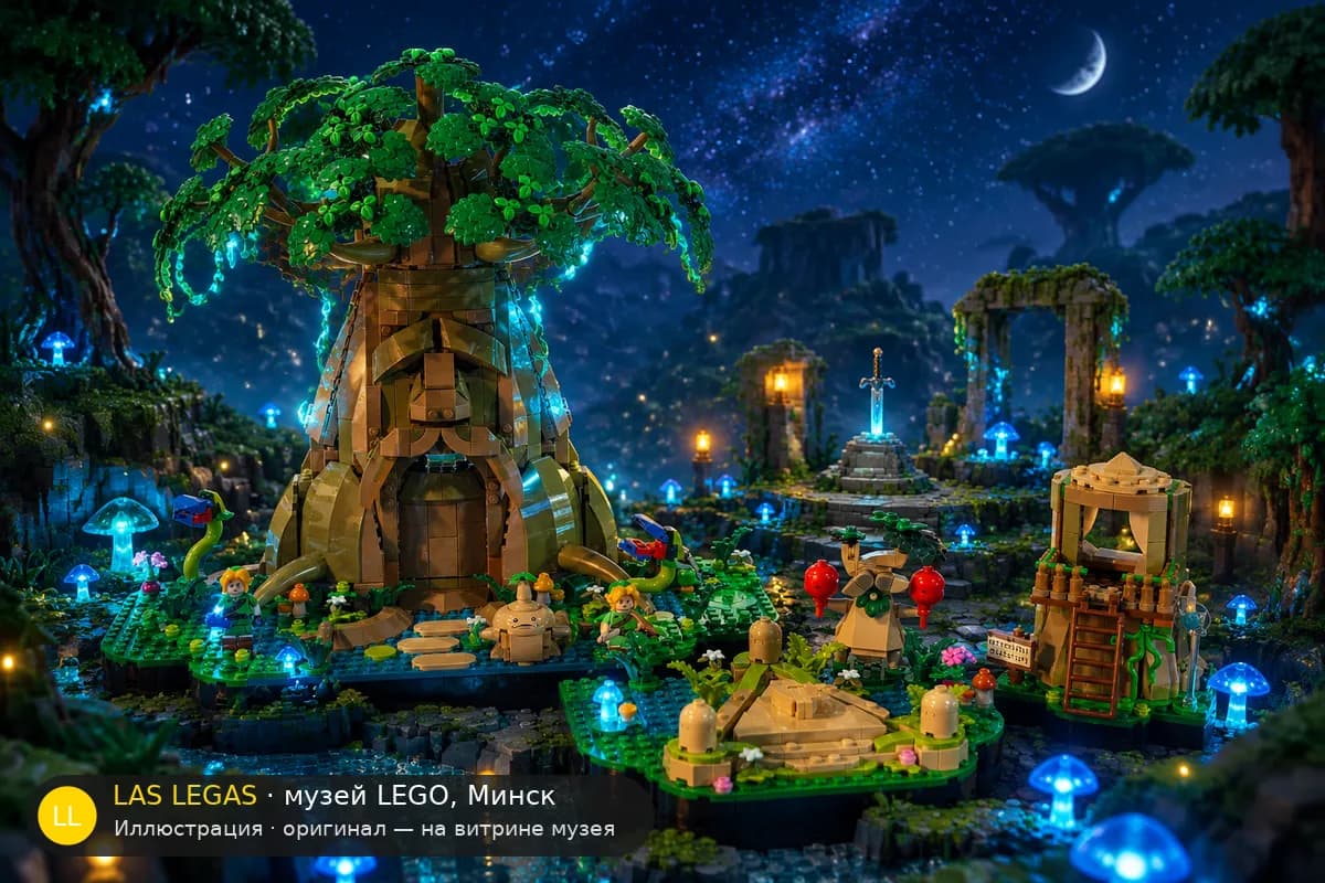 Иллюстрация: LEGO 77092 Великое Древо Деку 2 в 1 в диораме своего сюжета