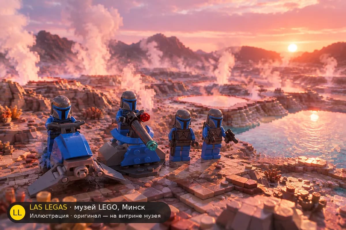 Иллюстрация: LEGO 7914 Боевой набор мандалорцев в диораме своего сюжета