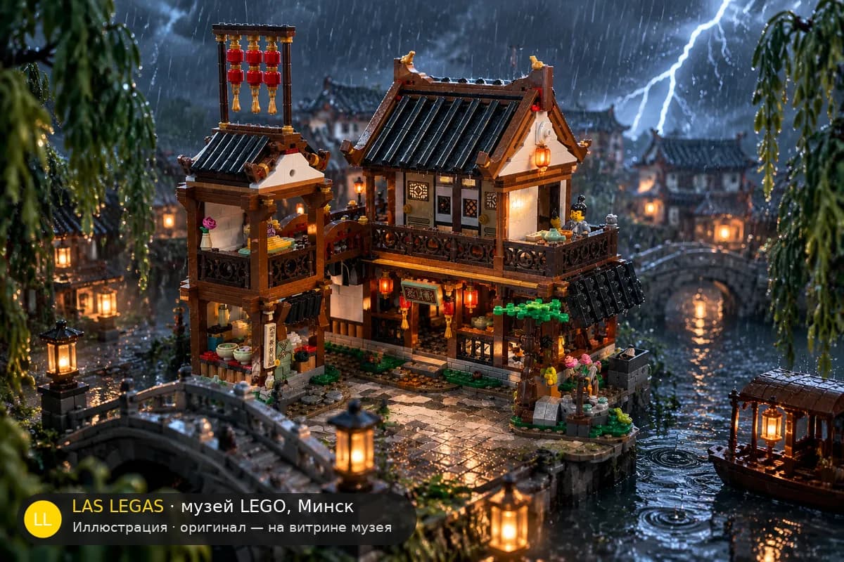 Иллюстрация: LEGO 80121 Древняя гостиница для любования луной в диораме своего сюжета