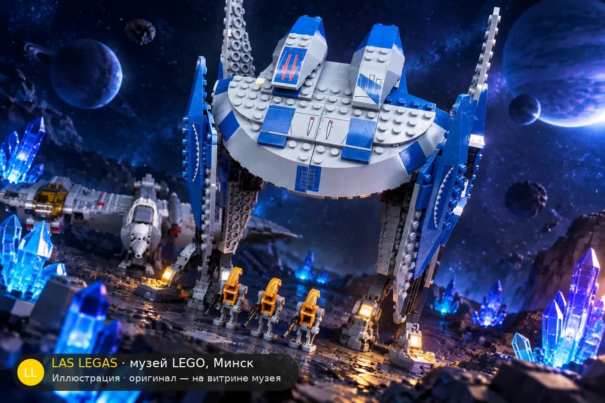 Иллюстрация: LEGO 8016 Гиена-дроид бомбардировщик в диораме своего сюжета