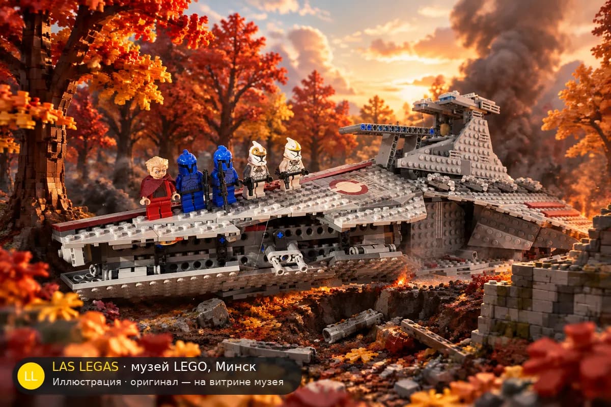 Иллюстрация: LEGO 8039 Венатор-класс Республиканский штурмовой крейсер в диораме своего сюжета