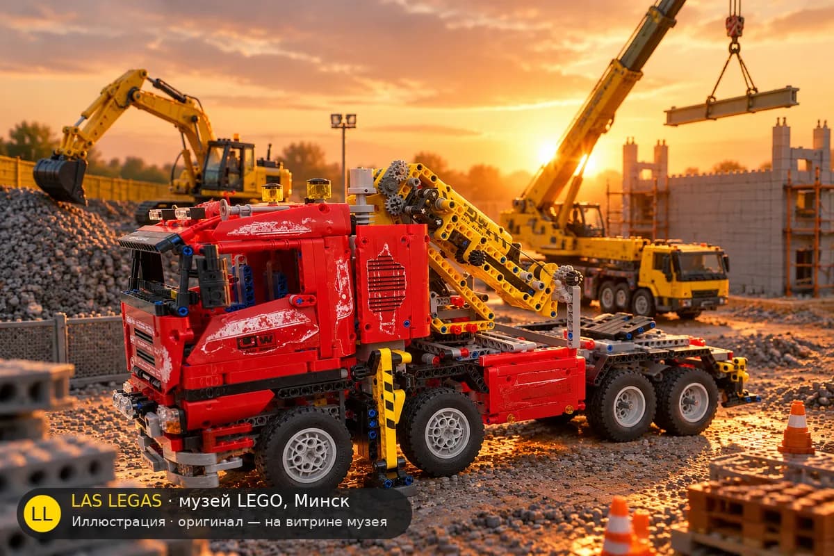 Иллюстрация: LEGO 8258 Автокран в диораме своего сюжета