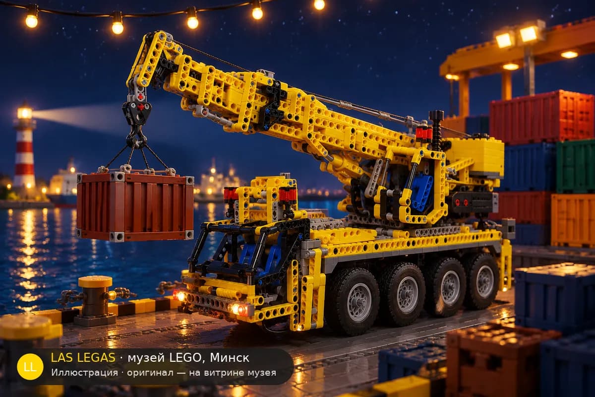 Иллюстрация: LEGO 8421 Мобильный кран в диораме своего сюжета