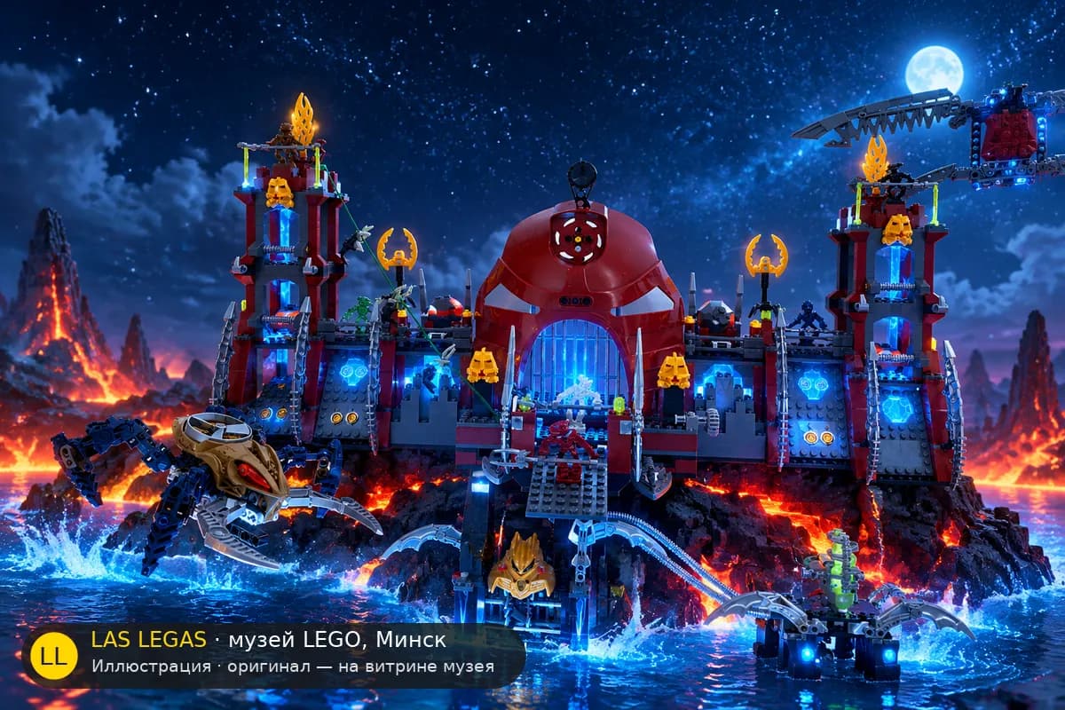 Иллюстрация: LEGO 8759 Битва за Метру Нуи в диораме своего сюжета