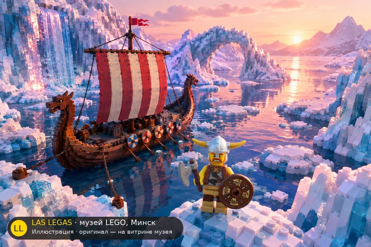 Иллюстрация: LEGO 8804 Викинг в диораме своего сюжета