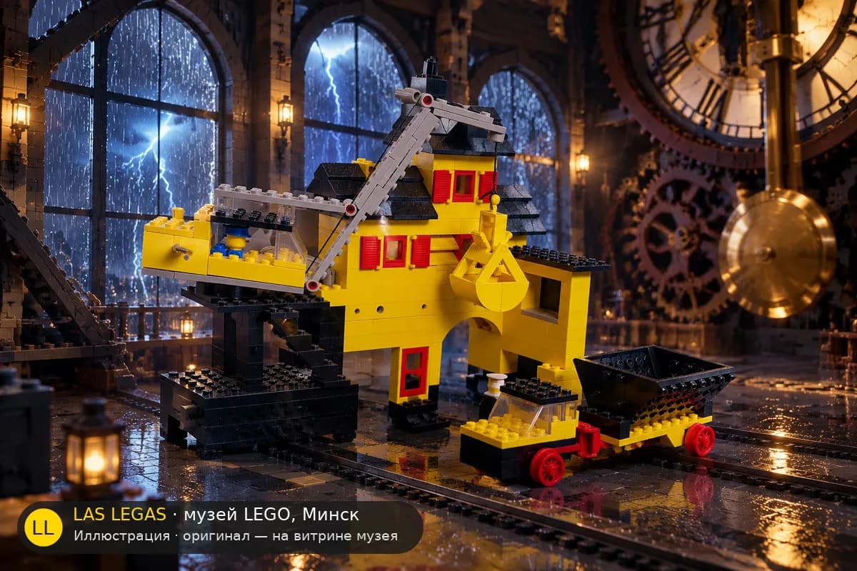 Иллюстрация: LEGO 912 Базовый набор с мотором 6+ в диораме своего сюжета