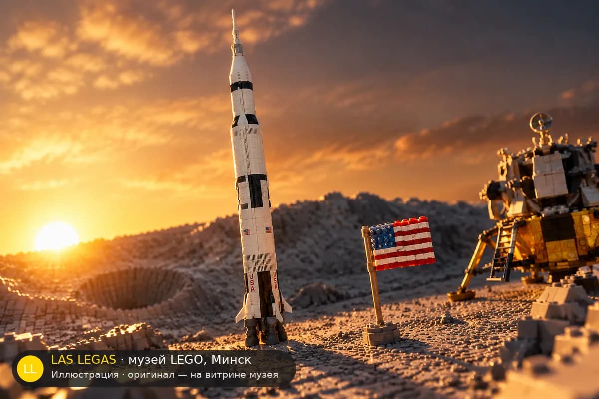 Иллюстрация: LEGO 92176 НАСА Аполлон Сатурн V в диораме своего сюжета