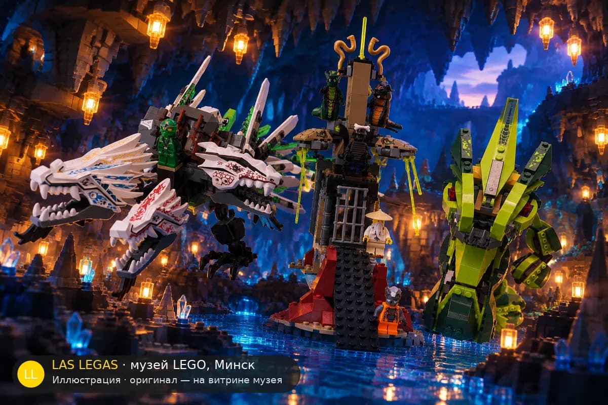 Иллюстрация: LEGO 9450 Эпическая битва с драконом в диораме своего сюжета