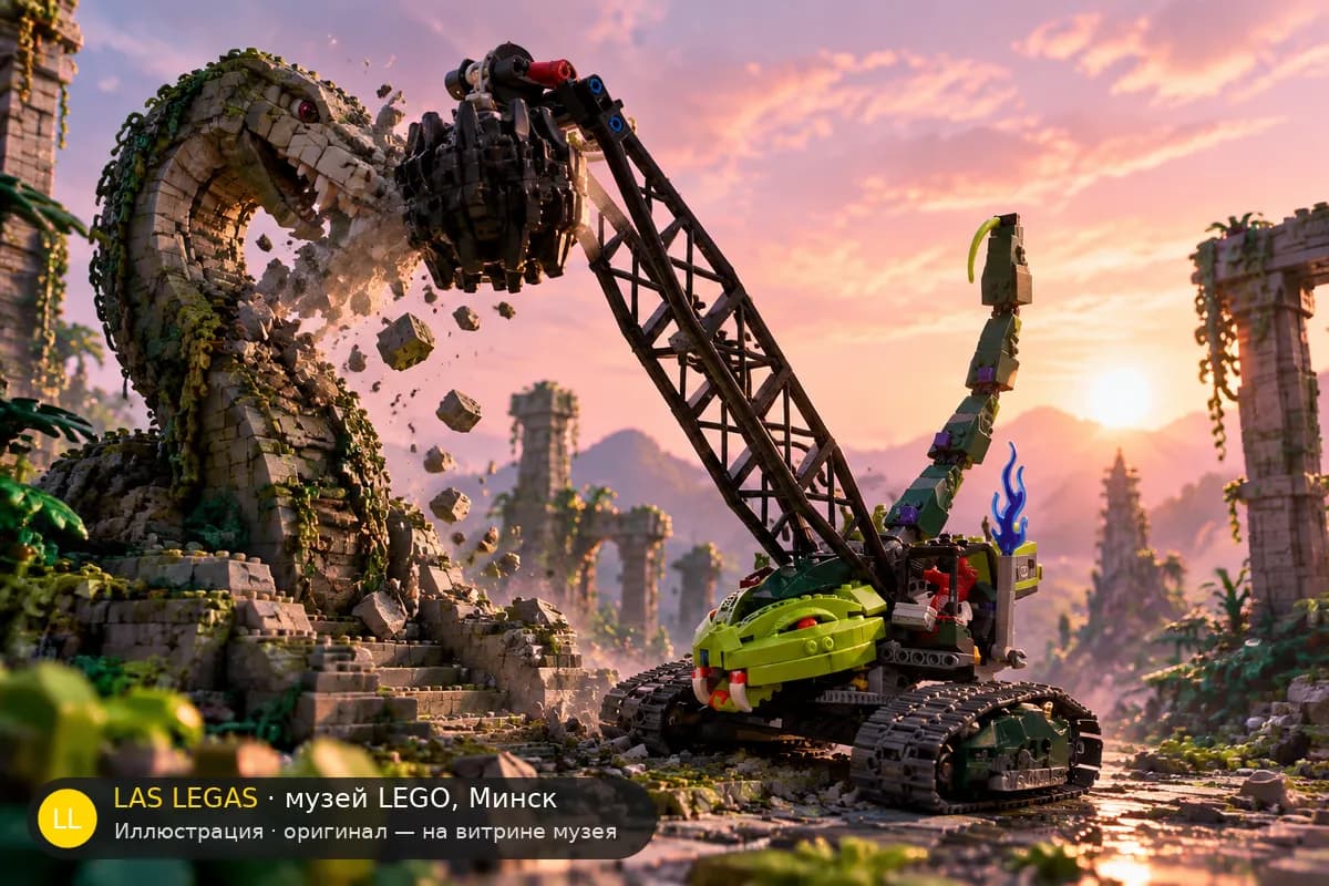 Иллюстрация: LEGO 9457 Разрушительный шар змеиного племени в диораме своего сюжета