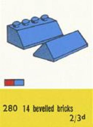 LEGO 280 Sloping Roof Bricks, Red