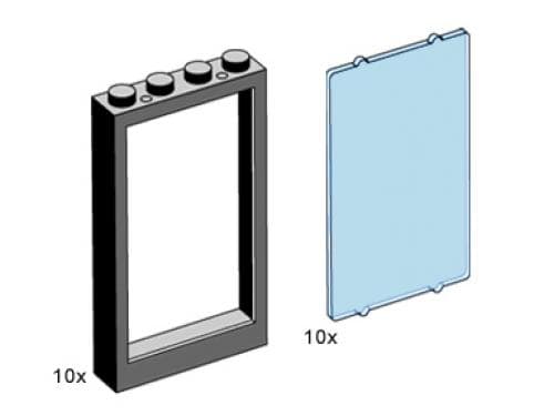 LEGO 3508 1x4x5 Black Window with Transparent Light Blue Pane