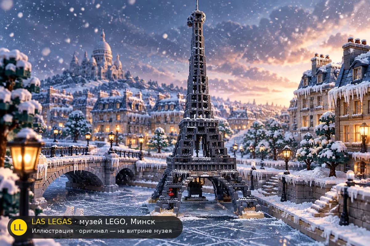 Иллюстрация: LEGO 10181 Эйфелева башня в диораме своего сюжета