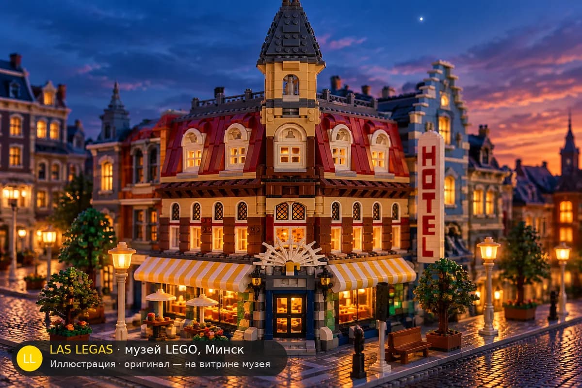 Иллюстрация: LEGO 10182 Уголок кафе в диораме своего сюжета